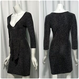 NWT Black & Silver Lurex Shimmer Stretch Dress S